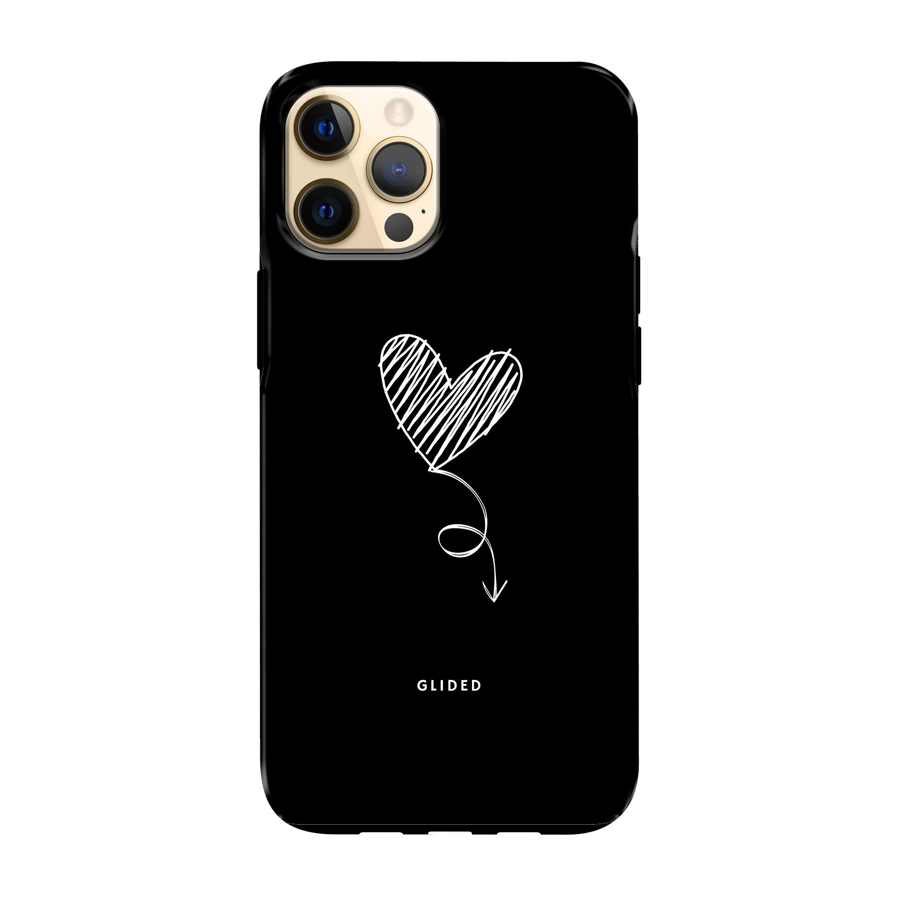 Dark Heart iPhone 12 Pro Max Handyhülle mit ästhetischem Herzdesign auf dunklem Hintergrund, bietet stilvollen Schutz.