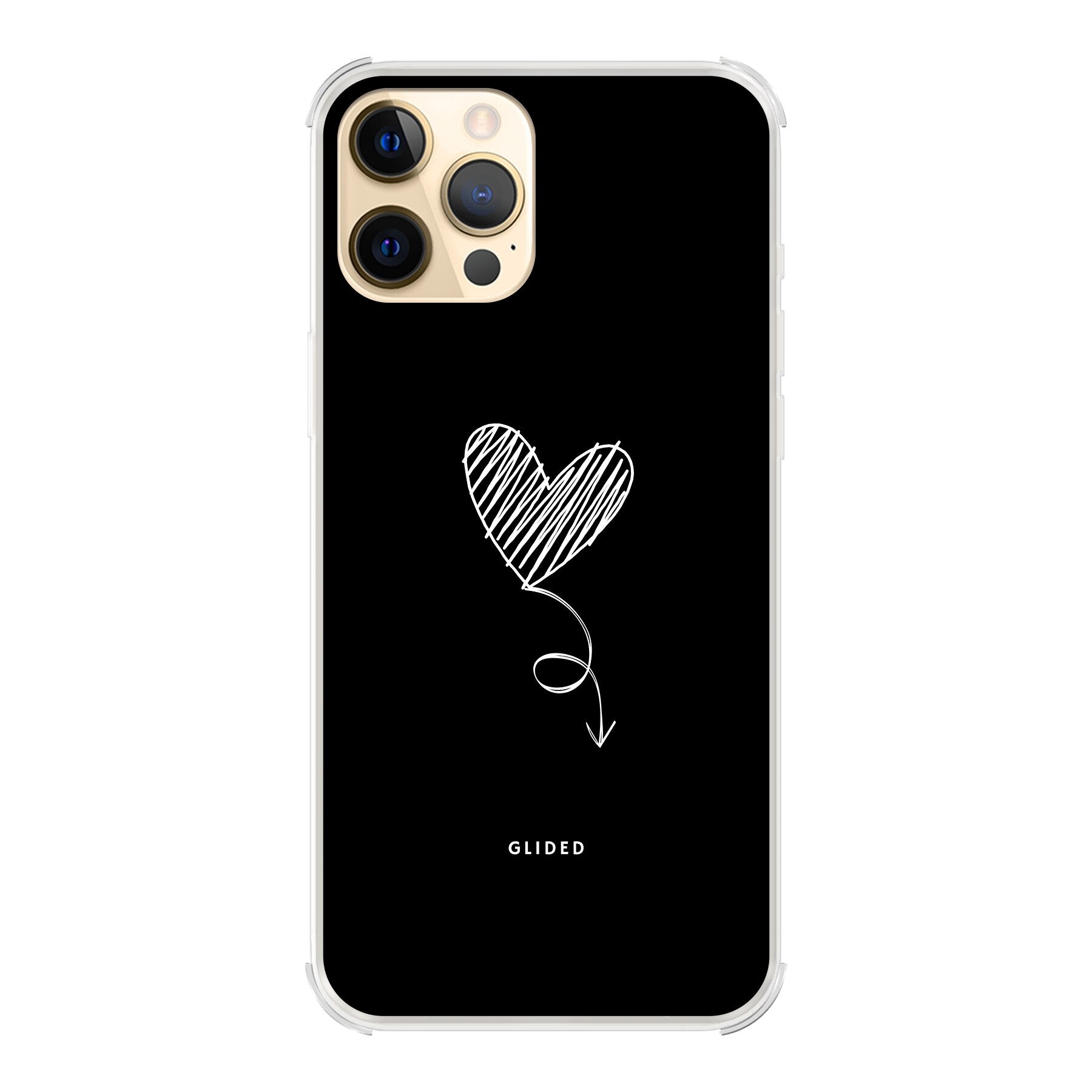 Dark Heart iPhone 12 Pro Max Handyhülle mit ästhetischem Herzdesign auf dunklem Hintergrund, bietet stilvollen Schutz.