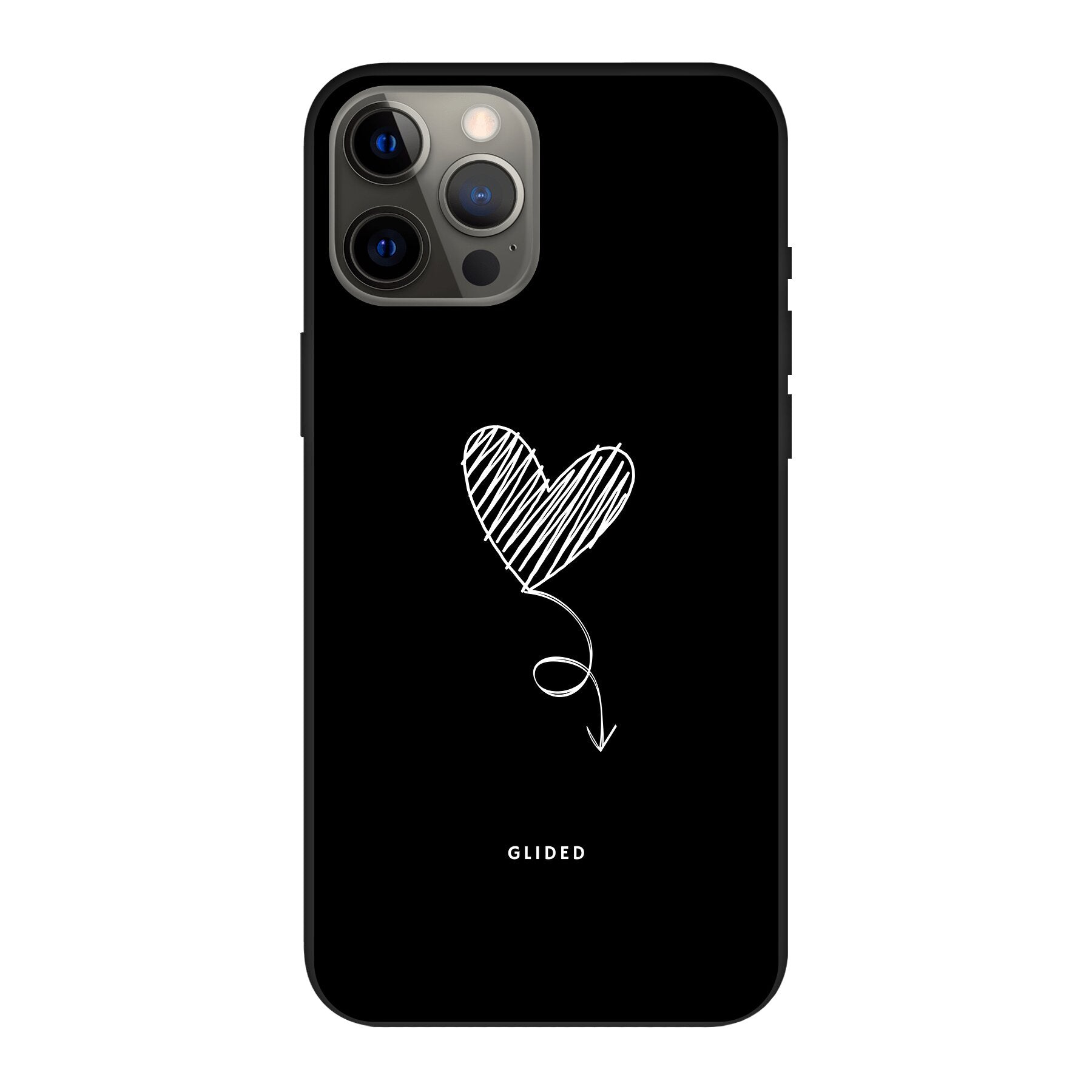 Dark Heart iPhone 12 Pro Max Handyhülle mit ästhetischem Herzdesign auf dunklem Hintergrund, bietet stilvollen Schutz.