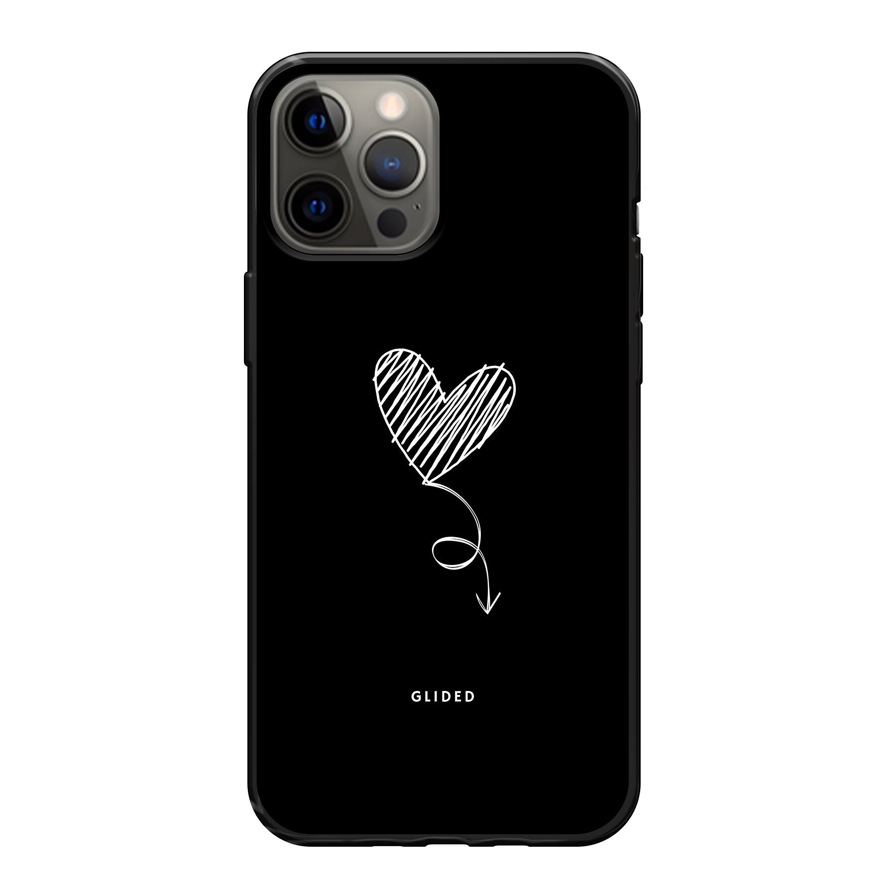 Dark Heart iPhone 12 Pro Max Handyhülle mit ästhetischem Herzdesign auf dunklem Hintergrund, bietet stilvollen Schutz.