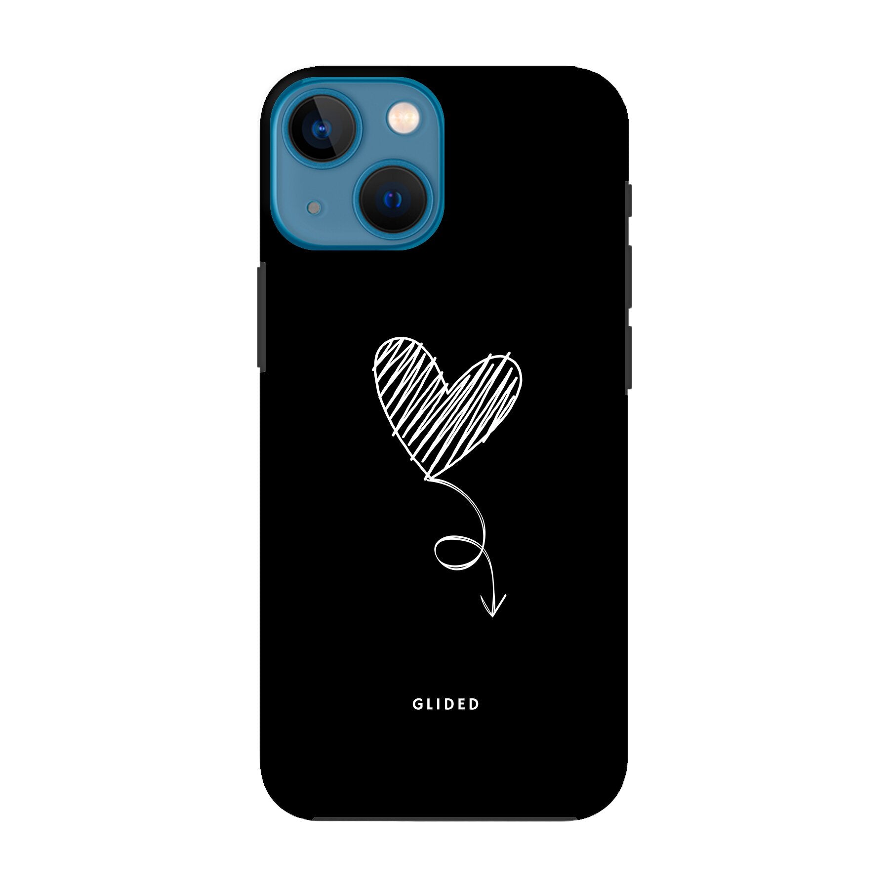 Dark Heart iPhone 13 mini Handyhülle mit ästhetischem Herz auf dunklem Hintergrund, bietet stilvollen Schutz und einzigartiges Design.