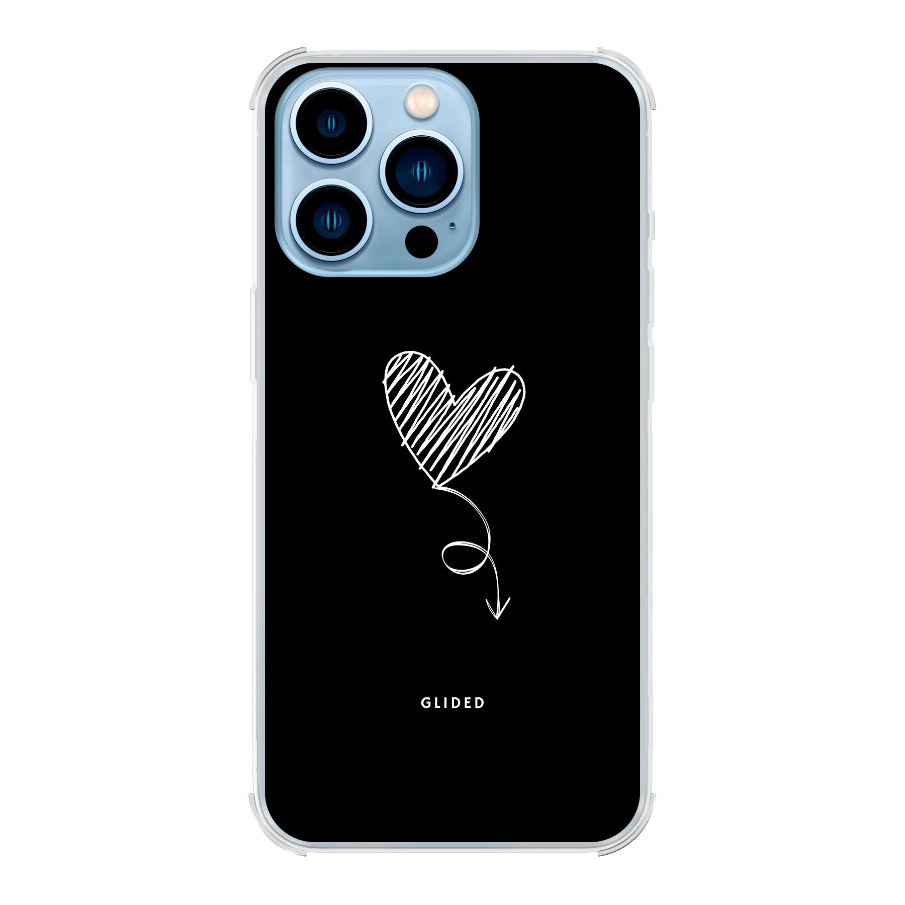 Dark Heart Handyhülle für iPhone 13 Pro Max mit ästhetischem Herzdesign auf dunklem Hintergrund, bietet stilvollen Schutz.