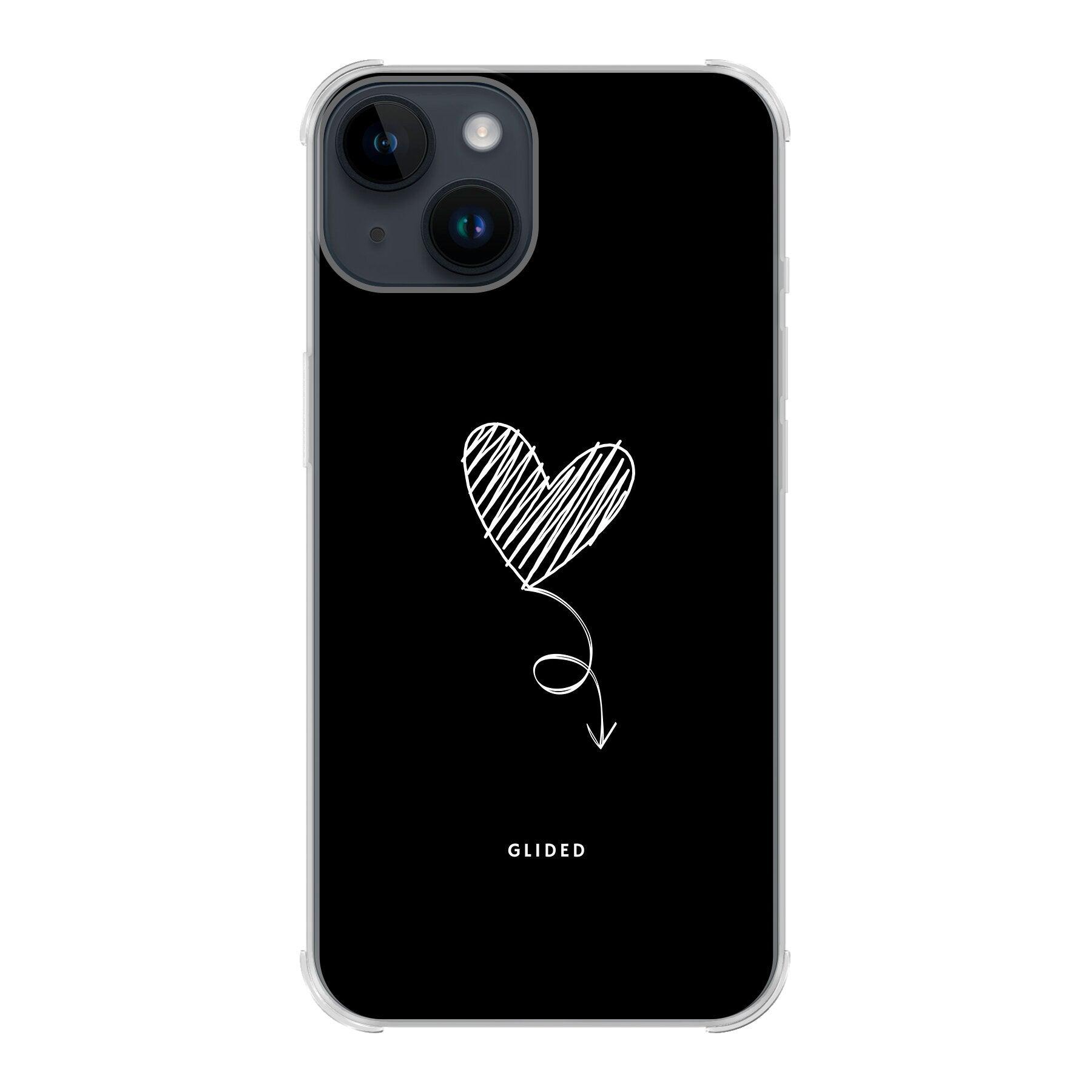 Dark Heart iPhone 14 Handyhülle mit ästhetischem Herzdesign auf dunklem Hintergrund, bietet stilvollen Schutz und einzigartigen Look.