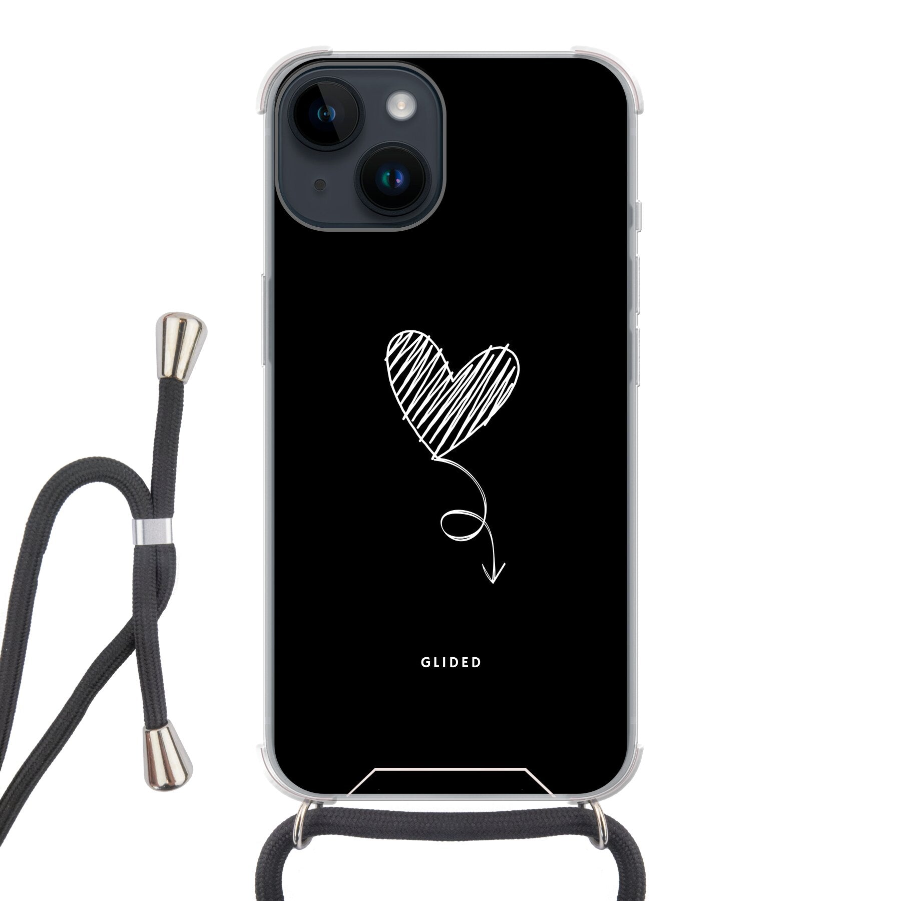 Dark Heart iPhone 14 Handyhülle mit ästhetischem Herzdesign auf dunklem Hintergrund, bietet stilvollen Schutz und einzigartigen Look.