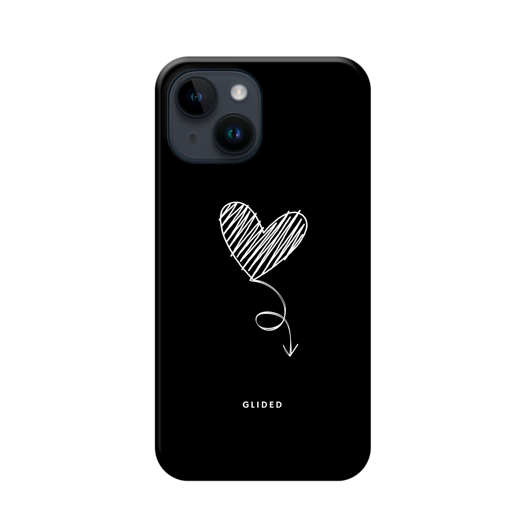 Dark Heart iPhone 14 Handyhülle mit ästhetischem Herzdesign auf dunklem Hintergrund, bietet stilvollen Schutz und einzigartigen Look.