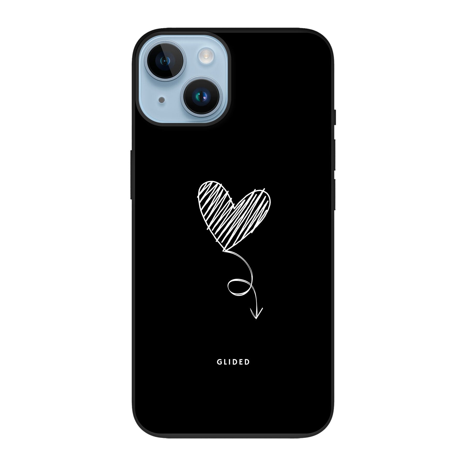 Dark Heart iPhone 14 Handyhülle mit ästhetischem Herzdesign auf dunklem Hintergrund, bietet stilvollen Schutz und einzigartigen Look.