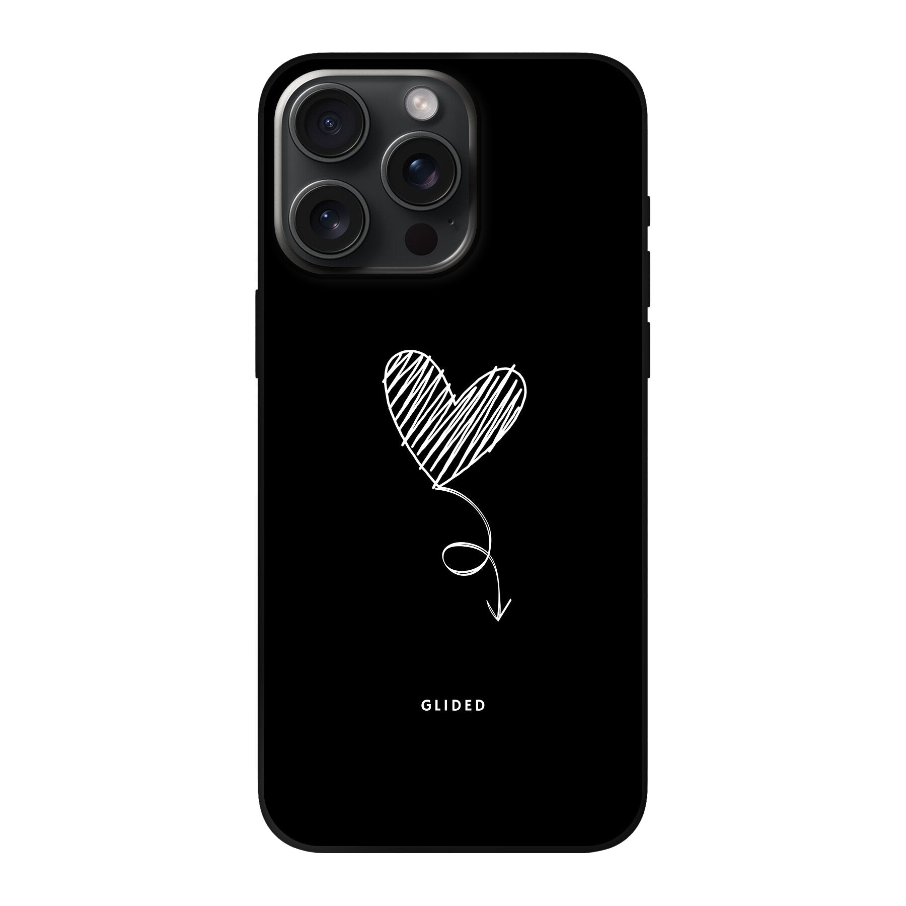 Dark Heart iPhone 15 Pro Max Handyhülle mit ästhetischem Herzdesign auf dunklem Hintergrund, bietet stilvollen Schutz und einzigartigen Look.