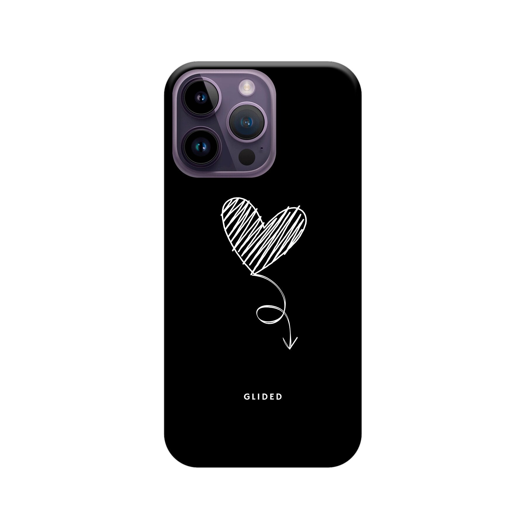 Dark Heart iPhone 15 Pro Max Handyhülle mit ästhetischem Herzdesign auf dunklem Hintergrund, bietet stilvollen Schutz und einzigartigen Look.