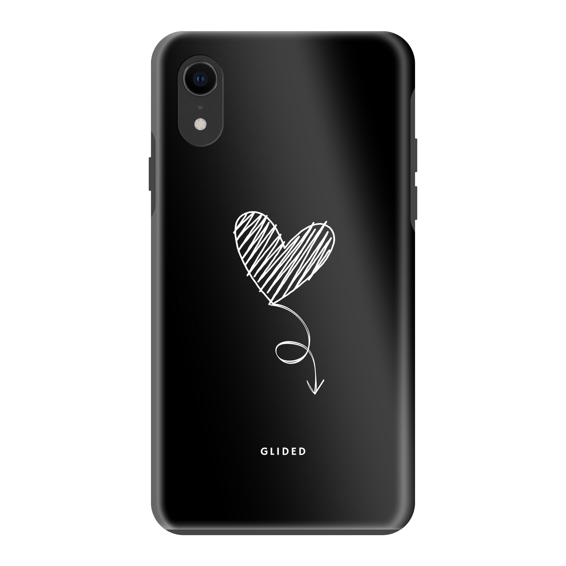 Dark Heart iPhone XR Handyhülle mit ästhetischem Herzdesign auf dunklem Hintergrund, bietet stilvollen Schutz und Funktionalität.