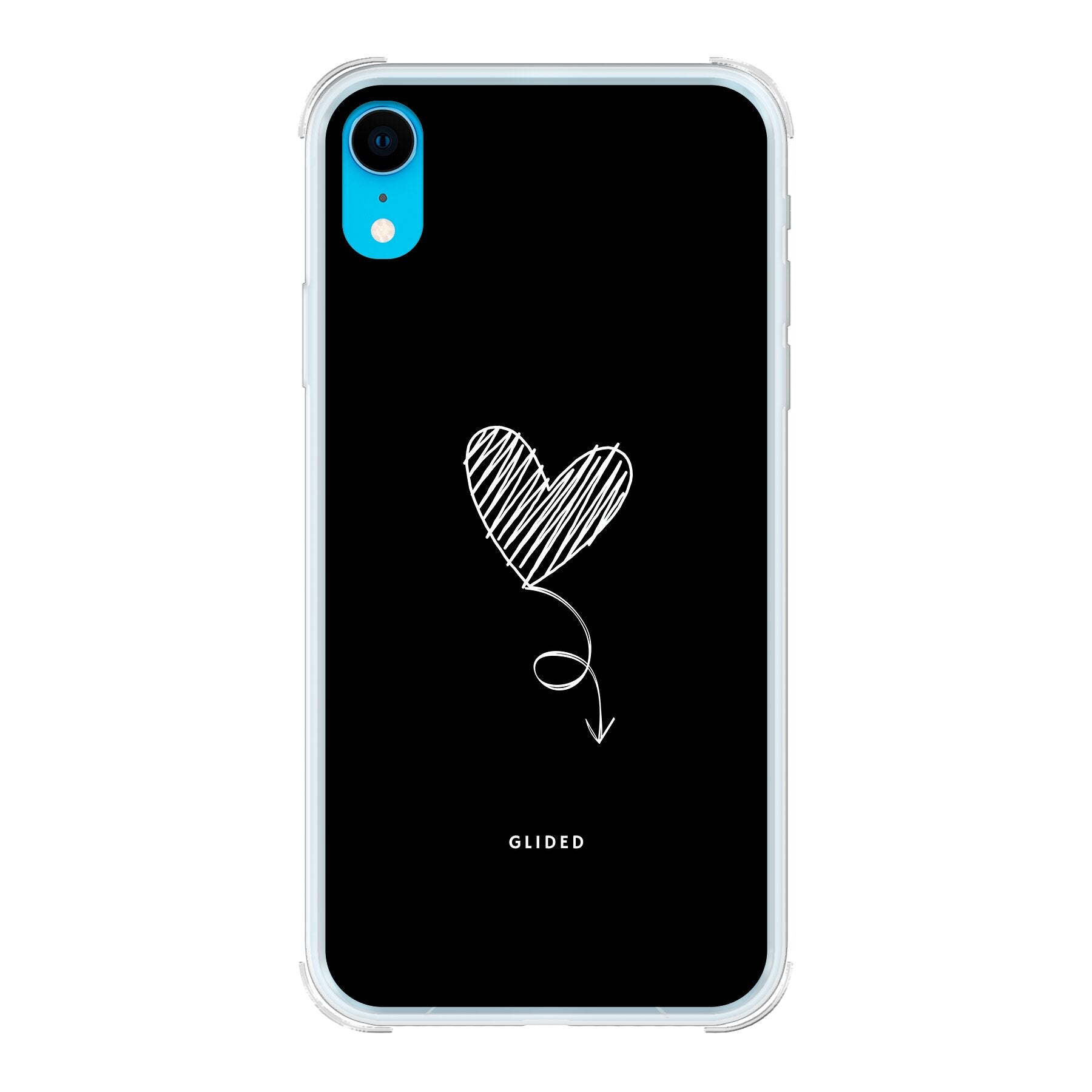 Dark Heart iPhone XR Handyhülle mit ästhetischem Herzdesign auf dunklem Hintergrund, bietet stilvollen Schutz und Funktionalität.