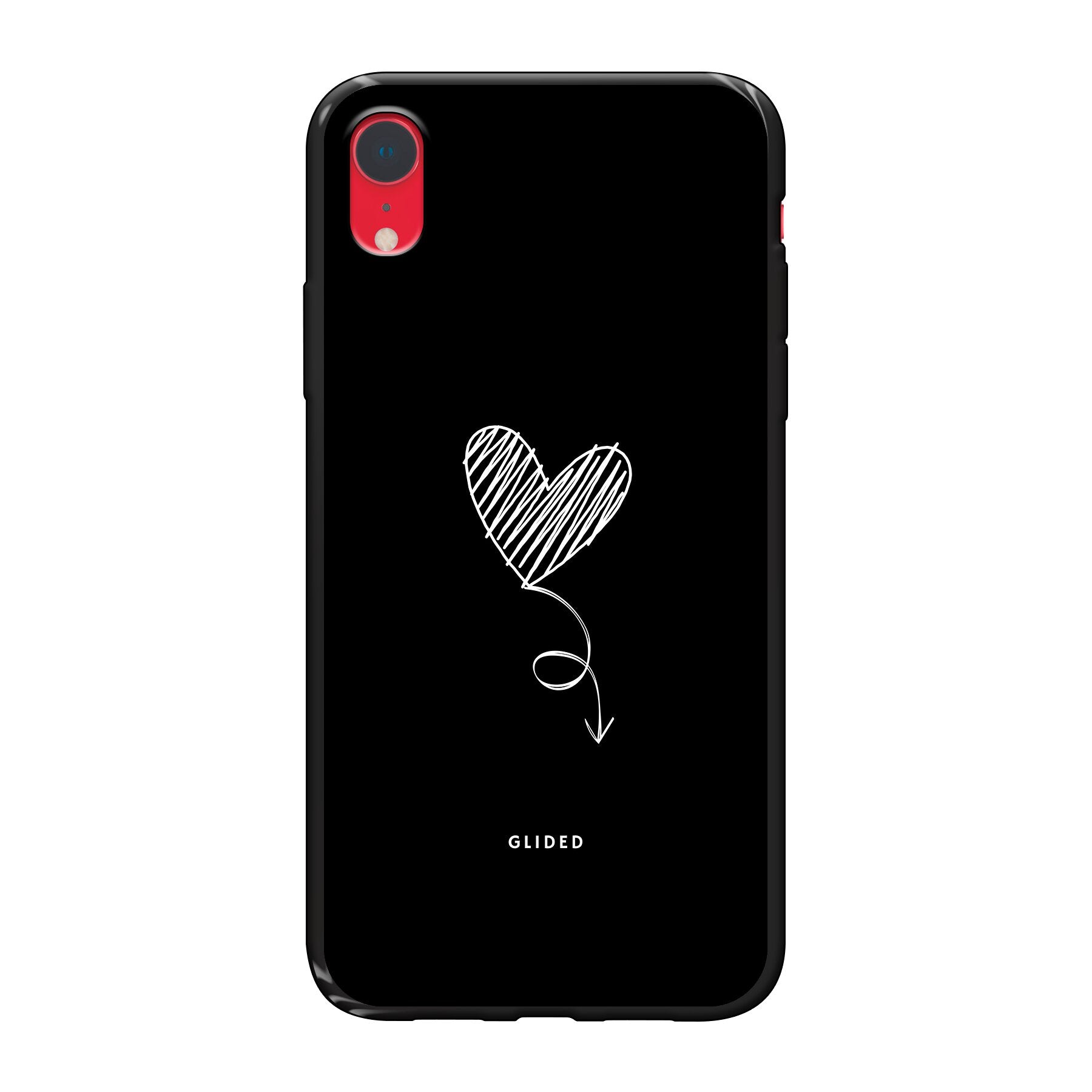 Dark Heart iPhone XR Handyhülle mit ästhetischem Herzdesign auf dunklem Hintergrund, bietet stilvollen Schutz und Funktionalität.