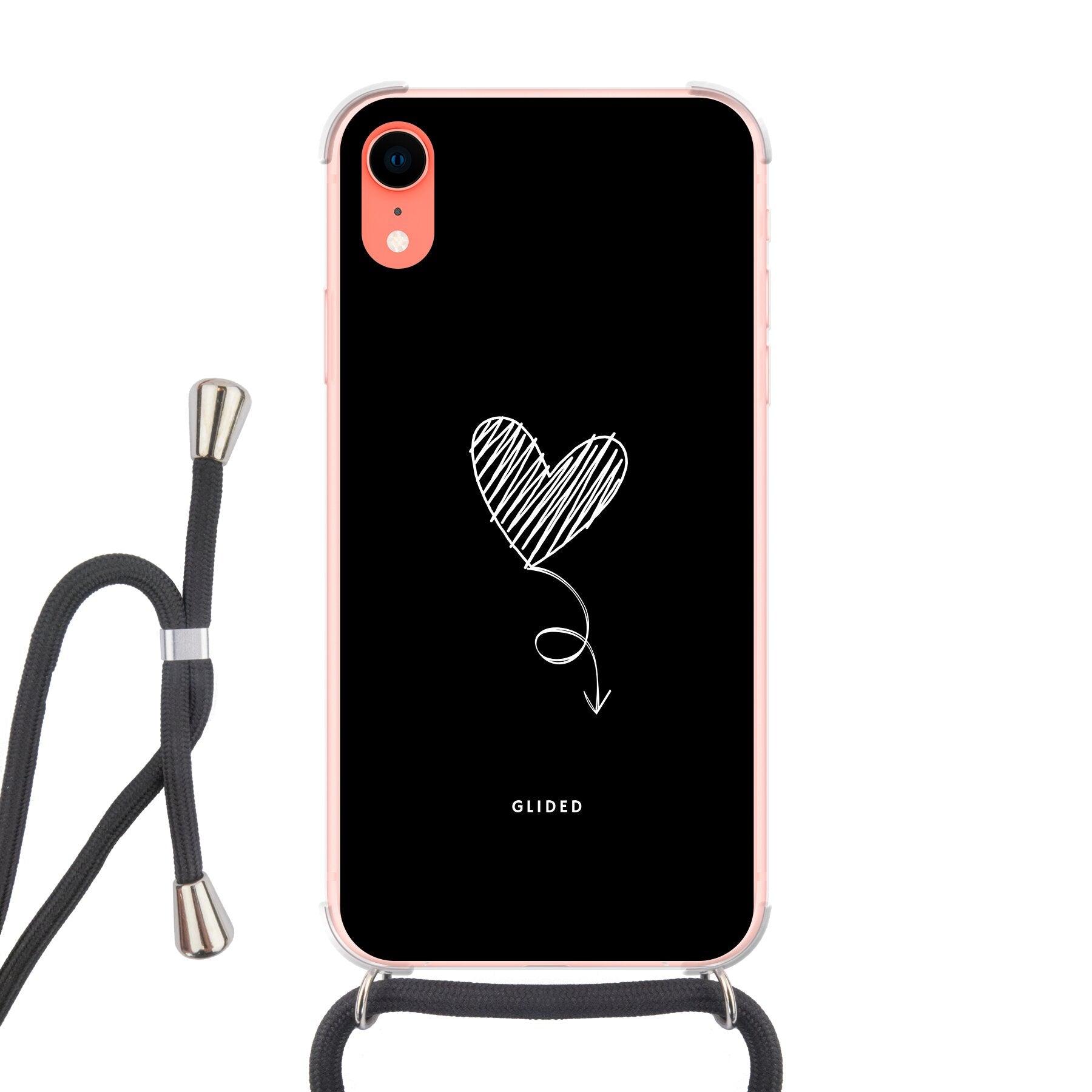 Dark Heart iPhone XR Handyhülle mit ästhetischem Herzdesign auf dunklem Hintergrund, bietet stilvollen Schutz und Funktionalität.