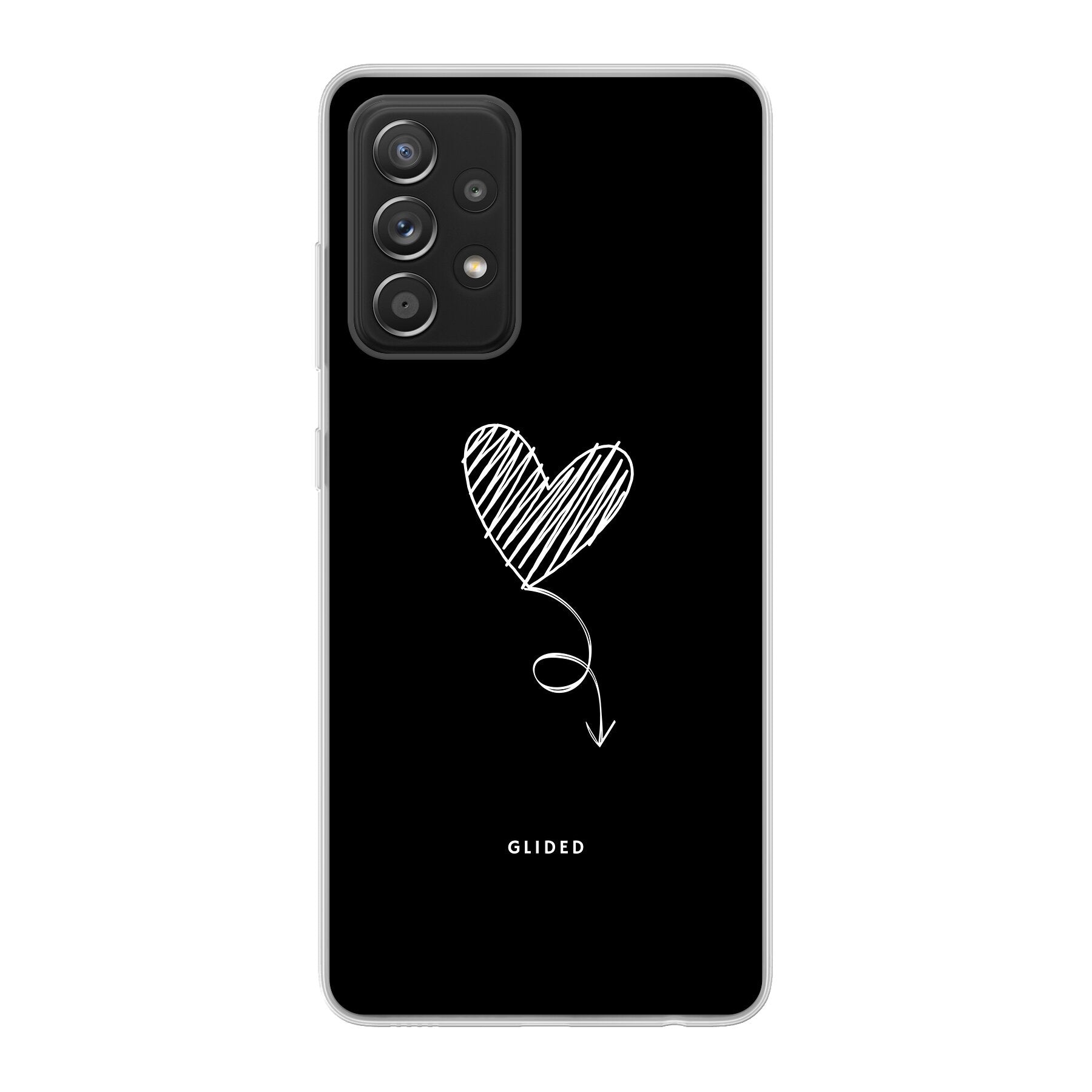 Dark Heart Handyhülle für Samsung Galaxy A52, A52 5G und A52s 5G mit ästhetischem Herzdesign auf dunklem Hintergrund.