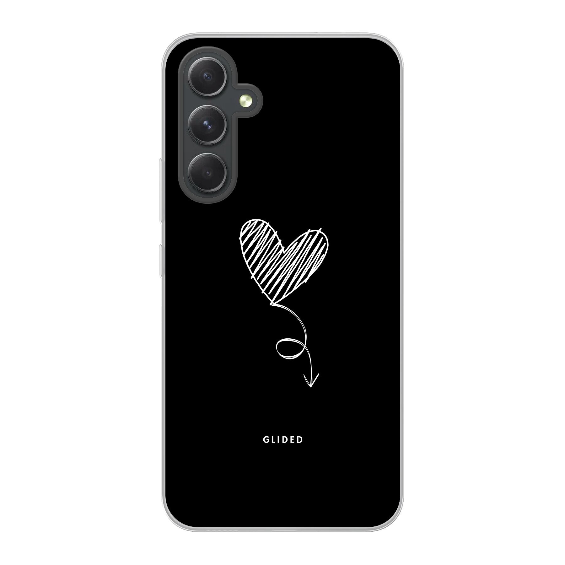 Dark Heart Handyhülle für Samsung Galaxy A54 5G mit ästhetischem Herzdesign auf dunklem Hintergrund, bietet stilvollen Schutz.