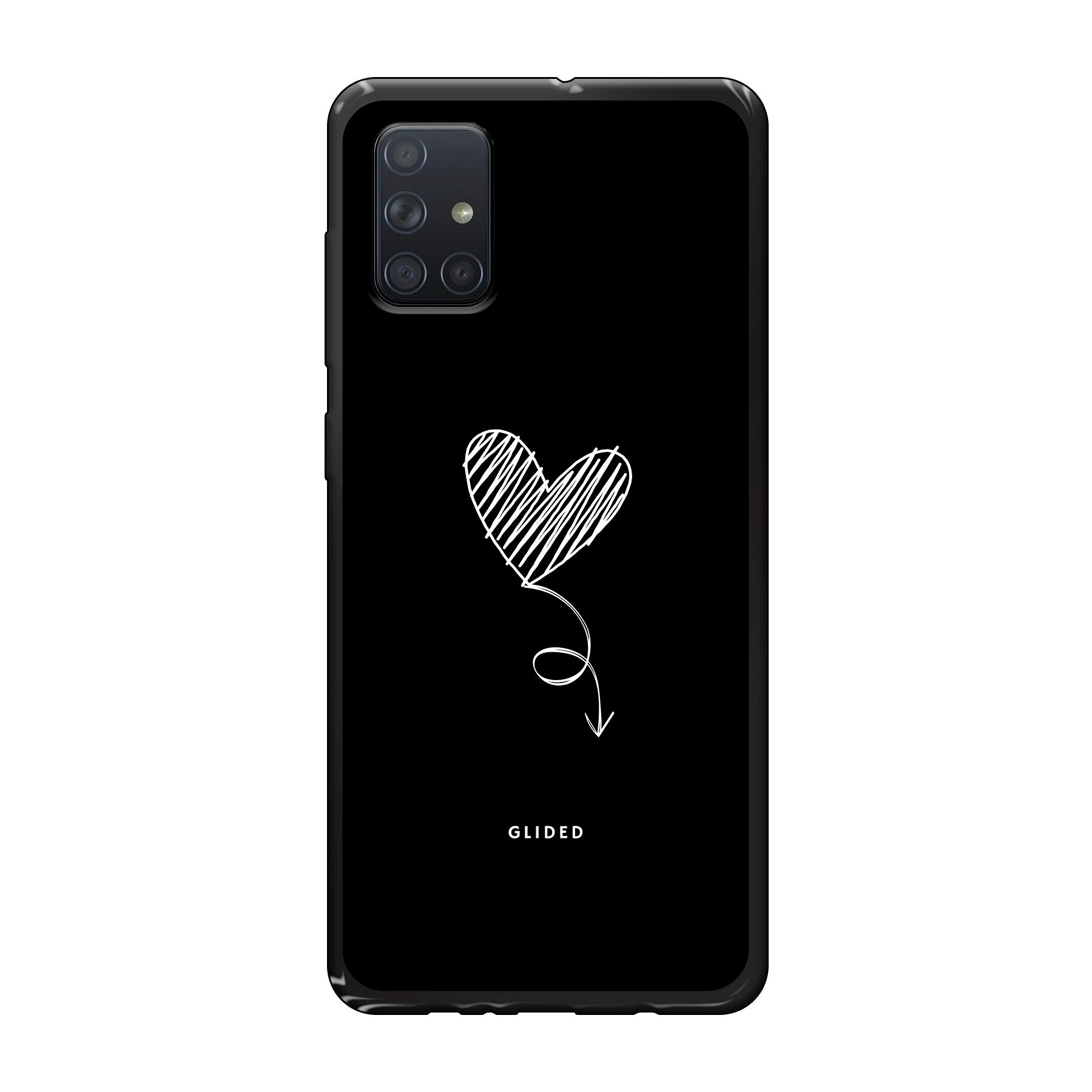 Dark Heart Handyhülle für Samsung Galaxy A71 mit ästhetischem Herzdesign auf dunklem Hintergrund, bietet Schutz und Stil.