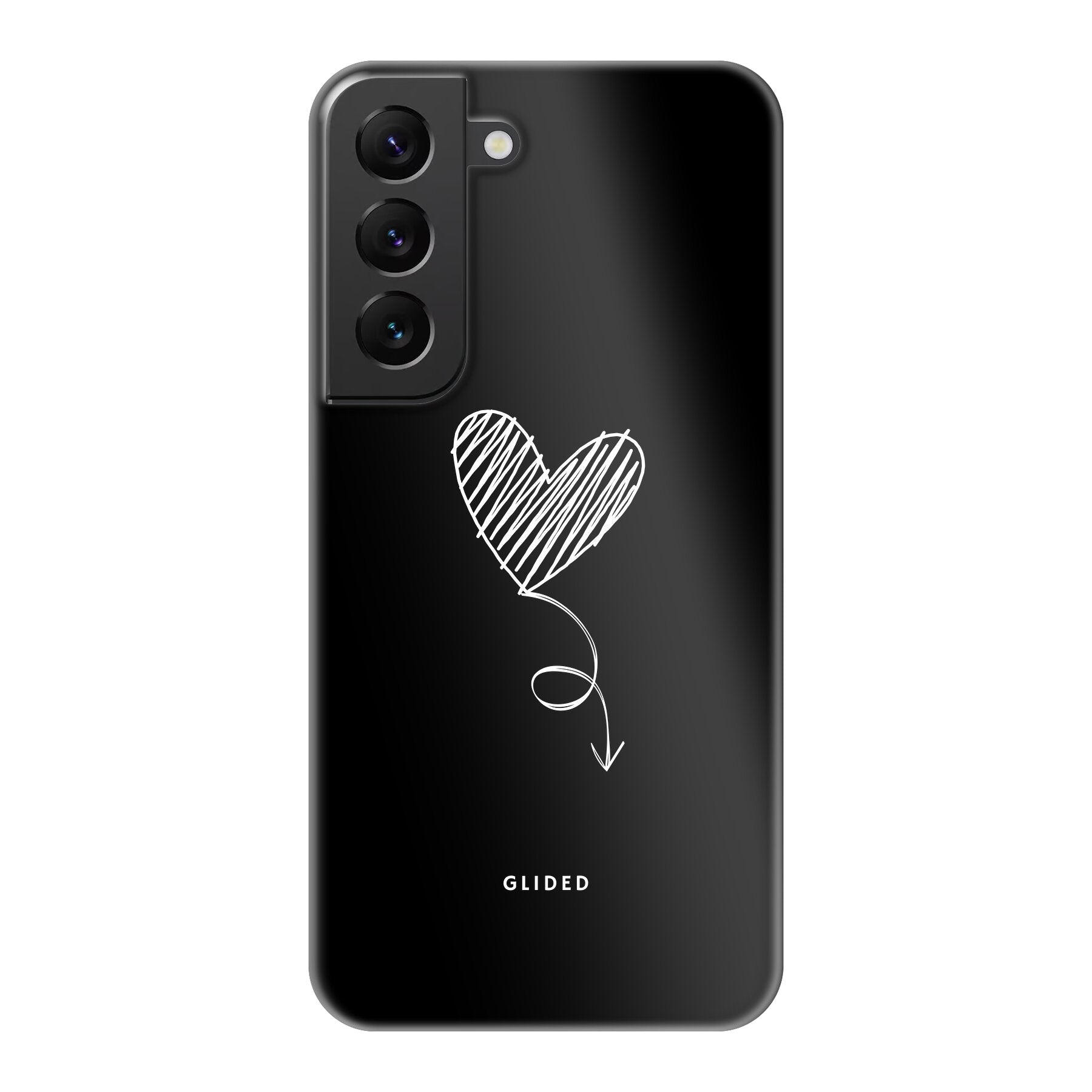 Dark Heart Handyhülle für Samsung Galaxy S22 mit ästhetischem Herzdesign auf dunklem Hintergrund, bietet stilvollen Schutz.