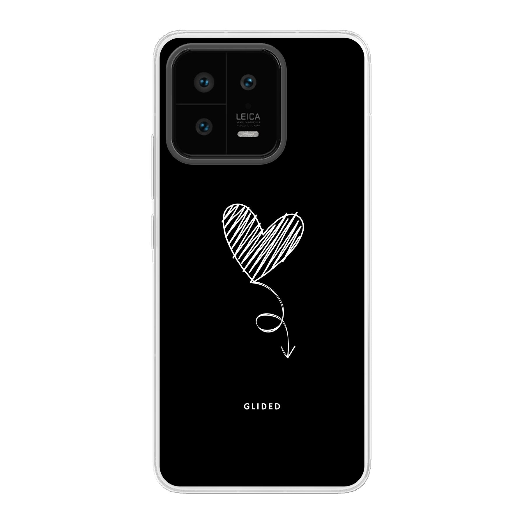 Dark Heart Handyhülle für Xiaomi 13 mit ästhetischem Herzdesign auf dunklem Hintergrund, bietet stilvollen Schutz.