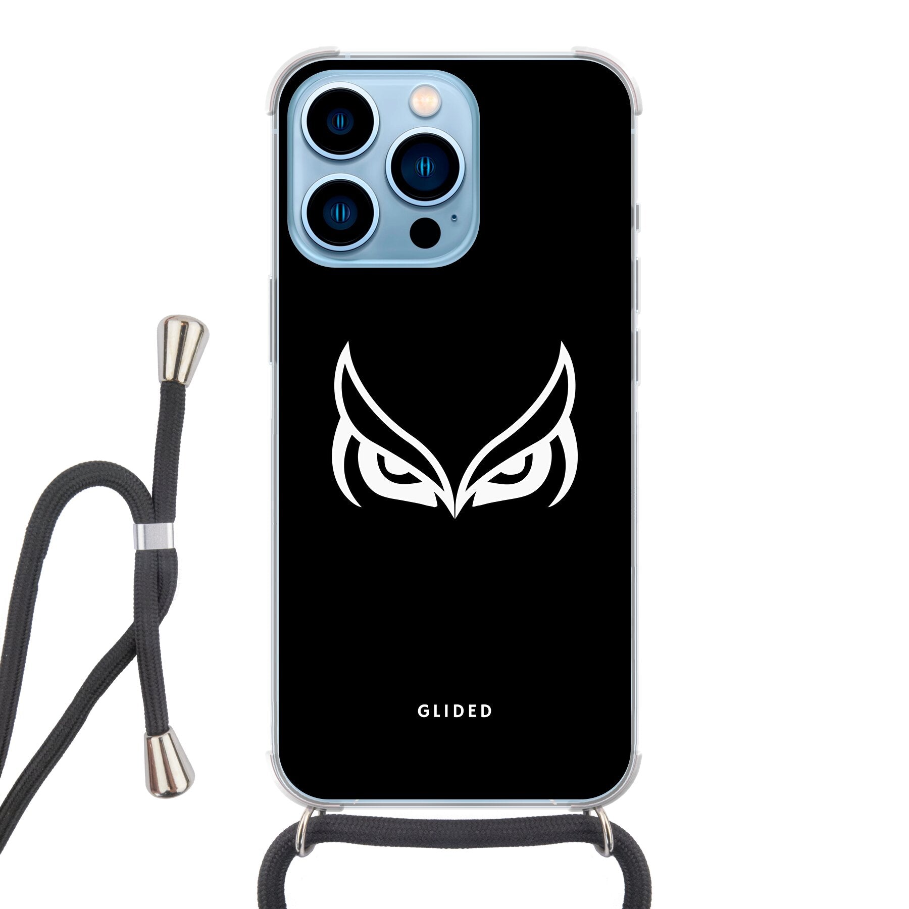 Dark Owl iPhone 13 Pro Handyhülle mit majestätischen Eulen auf dunklem Hintergrund, stilvoll und schützend.