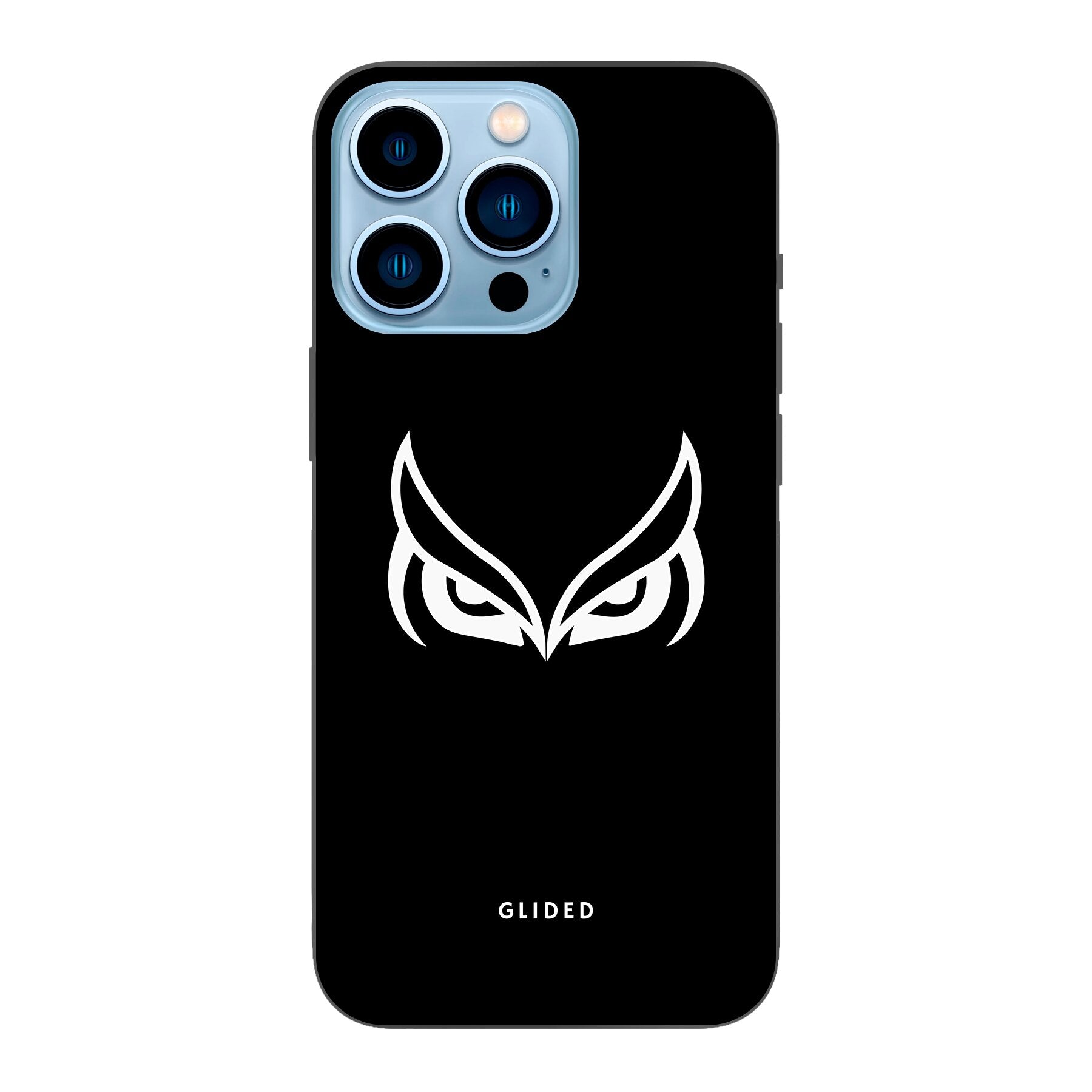 Dark Owl iPhone 13 Pro Handyhülle mit majestätischen Eulen auf dunklem Hintergrund, stilvoll und schützend.