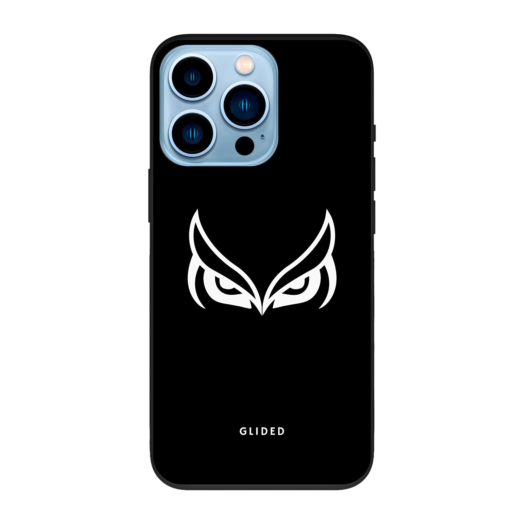 Dark Owl iPhone 13 Pro Handyhülle mit majestätischen Eulen auf dunklem Hintergrund, stilvoll und schützend.