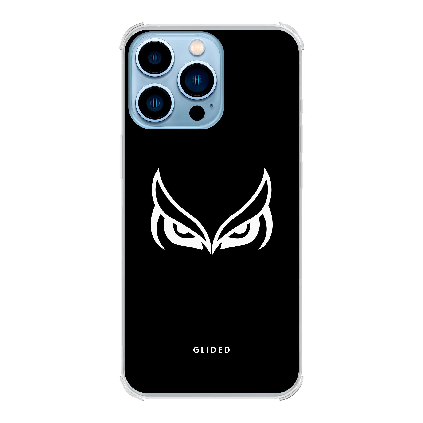 Dark Owl iPhone 13 Pro Handyhülle mit majestätischen Eulen auf dunklem Hintergrund, stilvoll und schützend.