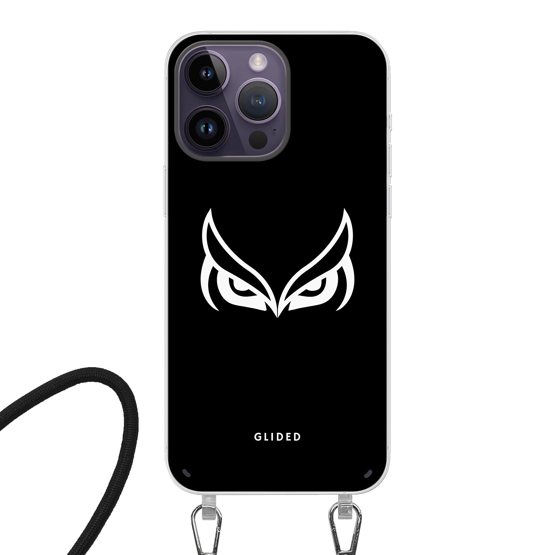 Dark Owl Handyhülle für iPhone 14 Pro mit majestätischen Eulen auf dunklem Hintergrund, stilvoll und schützend.