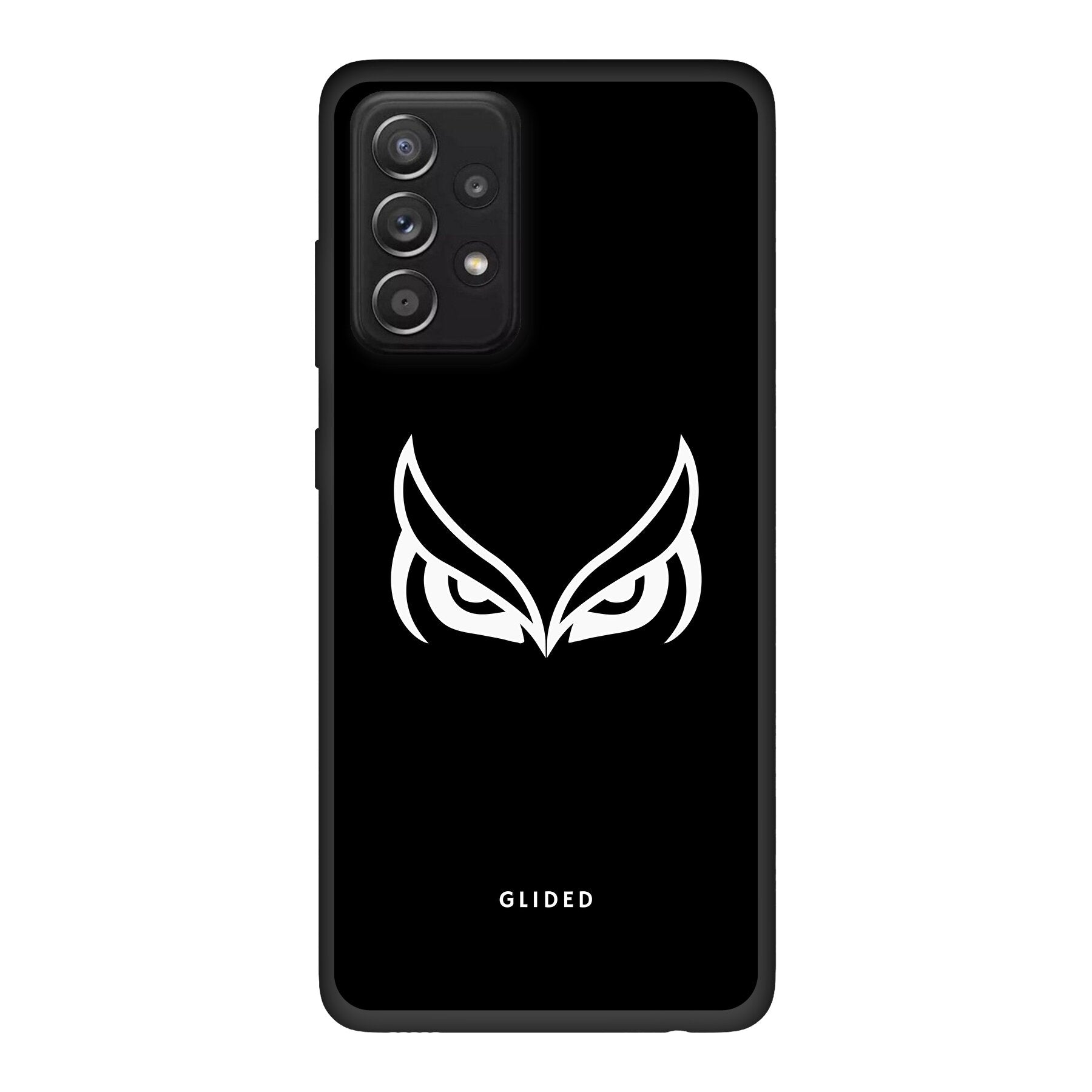 Dark Owl Handyhülle für Samsung Galaxy A52, A52 5G, A52s 5G mit majestätischen Eulen auf tiefdunklem Hintergrund, stilvoll und schützend.