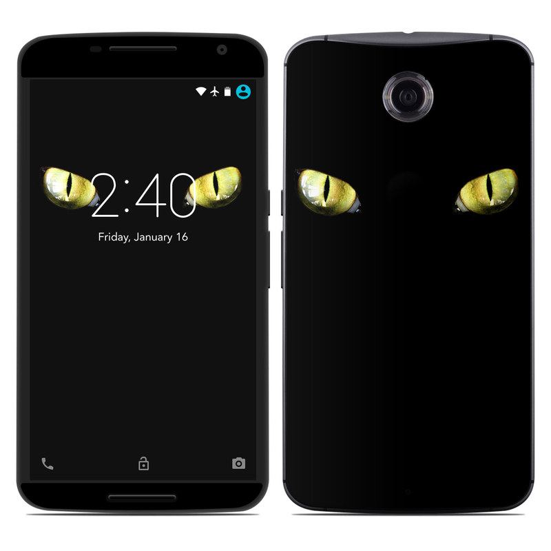 Smartphone with cat eyes wallpaper.