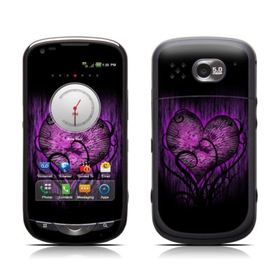 Black smartphone with purple heart design.