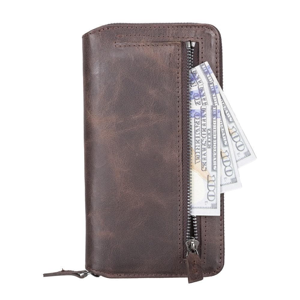 Detachable Leather Zipper Wallet Case for Apple iPhone 13 Series, showcasing premium leather and a sleek design.