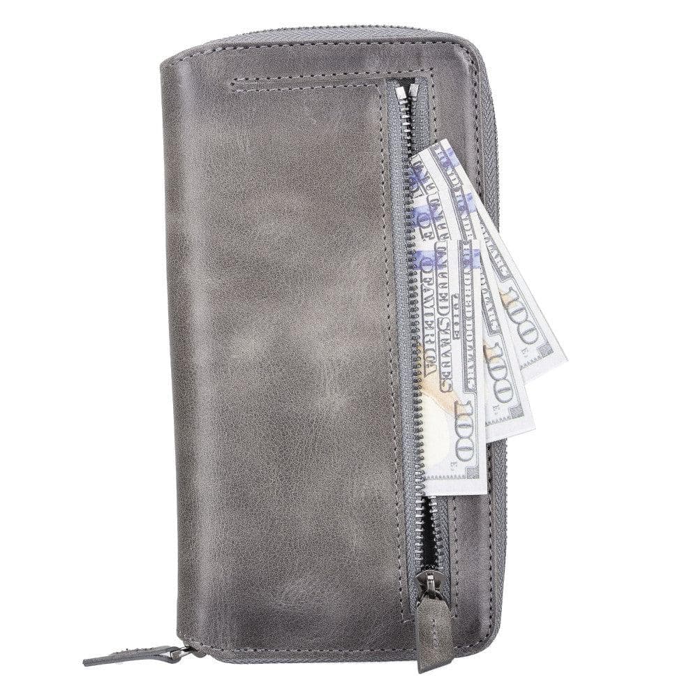 Detachable Leather Zipper Wallet Case for Apple iPhone 13 Series, showcasing premium leather and a sleek design.