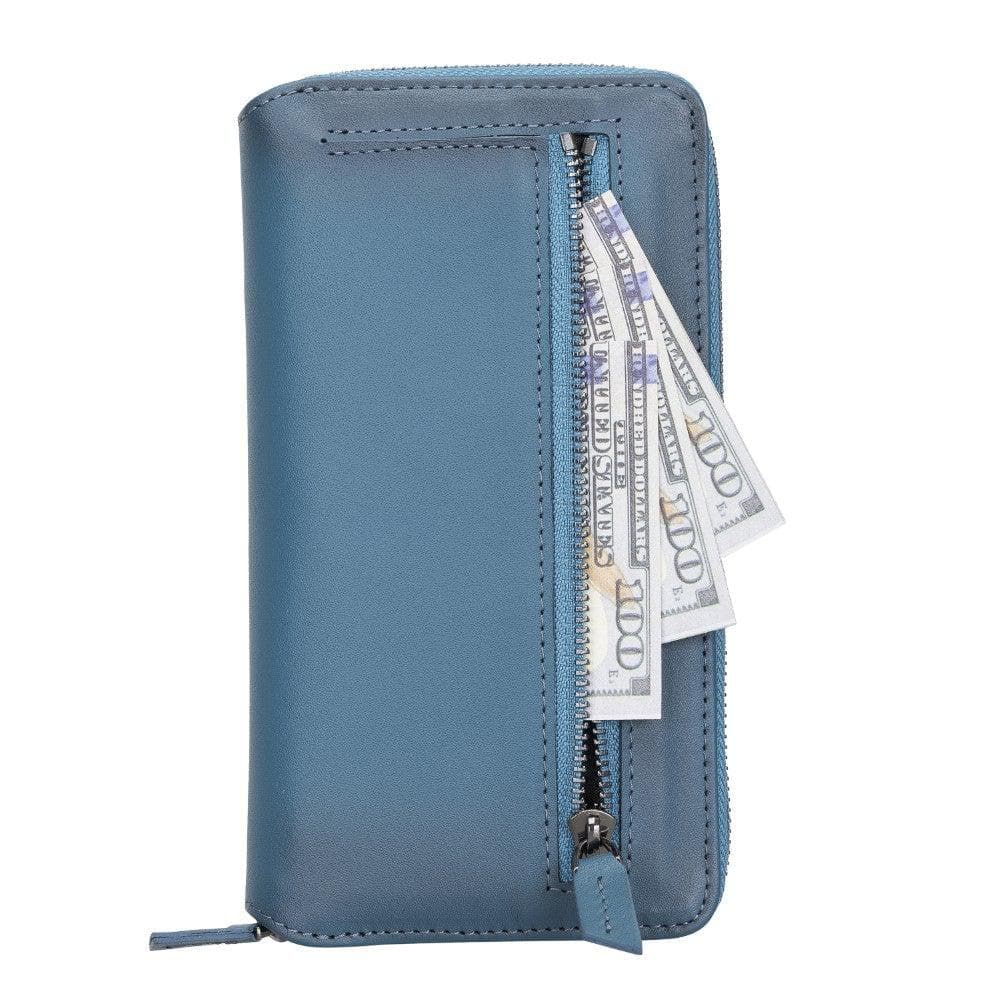 Detachable Leather Zipper Wallet Case for Apple iPhone 13 Series, showcasing premium leather and a sleek design.