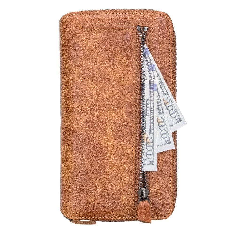 Detachable Leather Zipper Wallet Case for Apple iPhone 13 Series, showcasing premium leather and a sleek design.