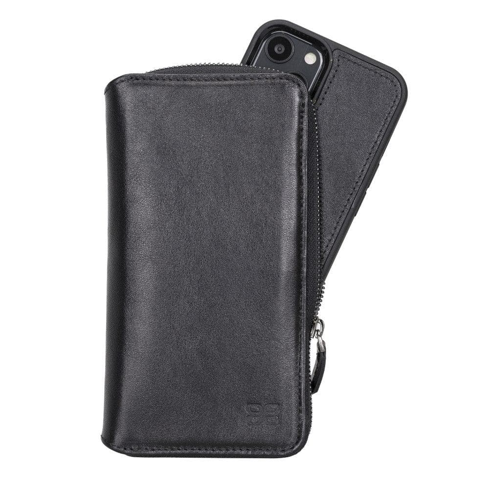 Detachable Leather Zipper Wallet Case for Apple iPhone 13 Series, showcasing premium leather and a sleek design.