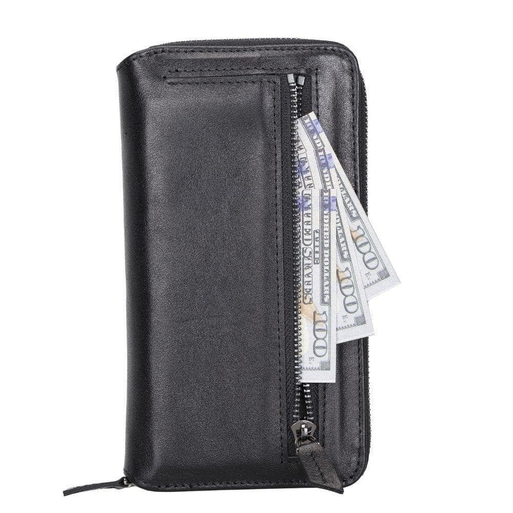 Detachable Leather Zipper Wallet Case for Apple iPhone 13 Series, showcasing premium leather and a sleek design.