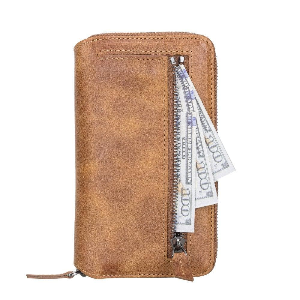 Detachable Leather Zipper Wallet Case for Apple iPhone 13 Series, showcasing premium leather and a sleek design.