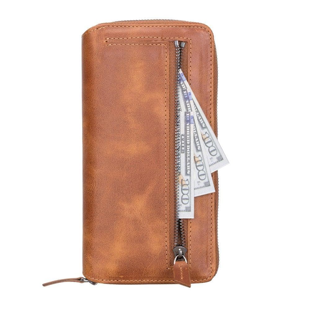 Detachable Leather Zipper Wallet Case for Apple iPhone 13 Series, showcasing premium leather and a sleek design.