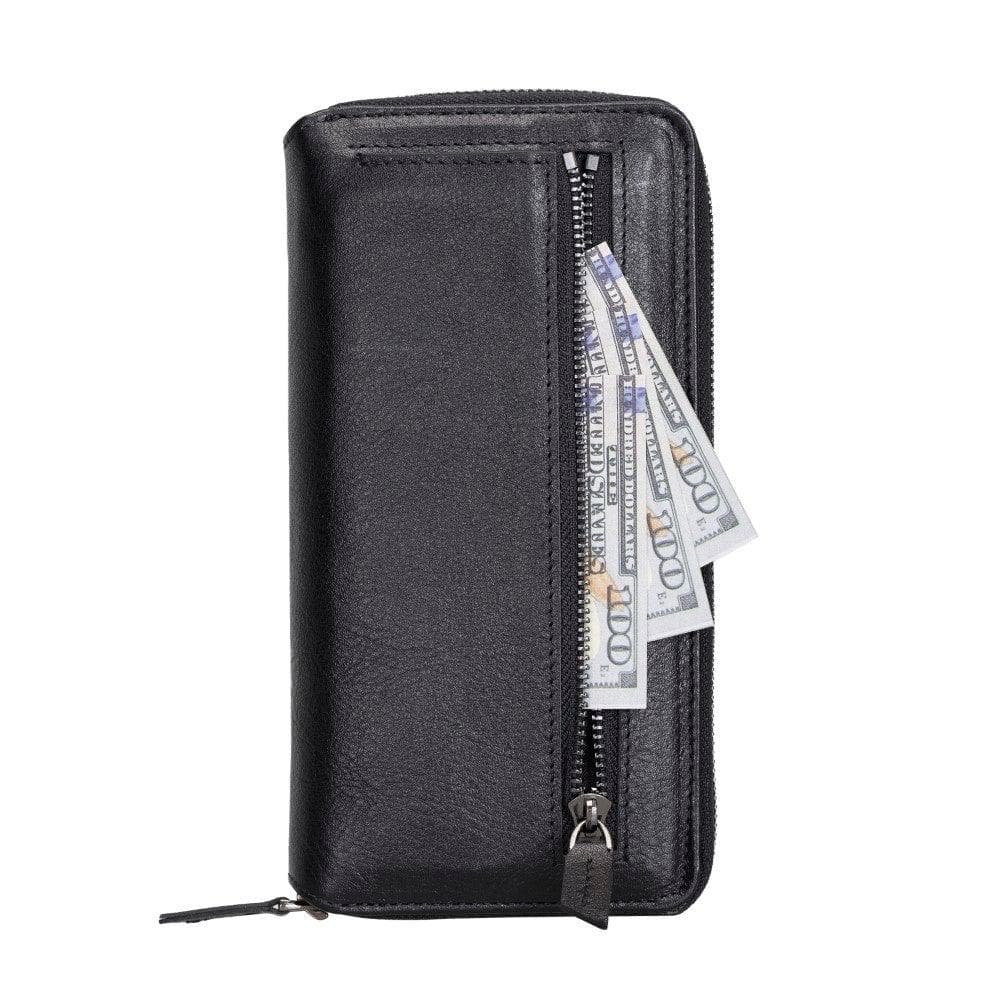 Detachable Leather Zipper Wallet Case for Apple iPhone 13 Series, showcasing premium leather and a sleek design.