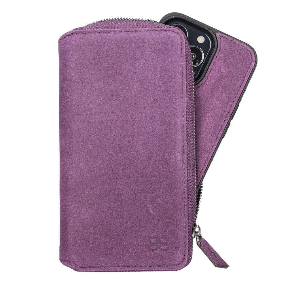 Detachable Leather Zipper Wallet Case for Apple iPhone 13 Series, showcasing premium leather and a sleek design.