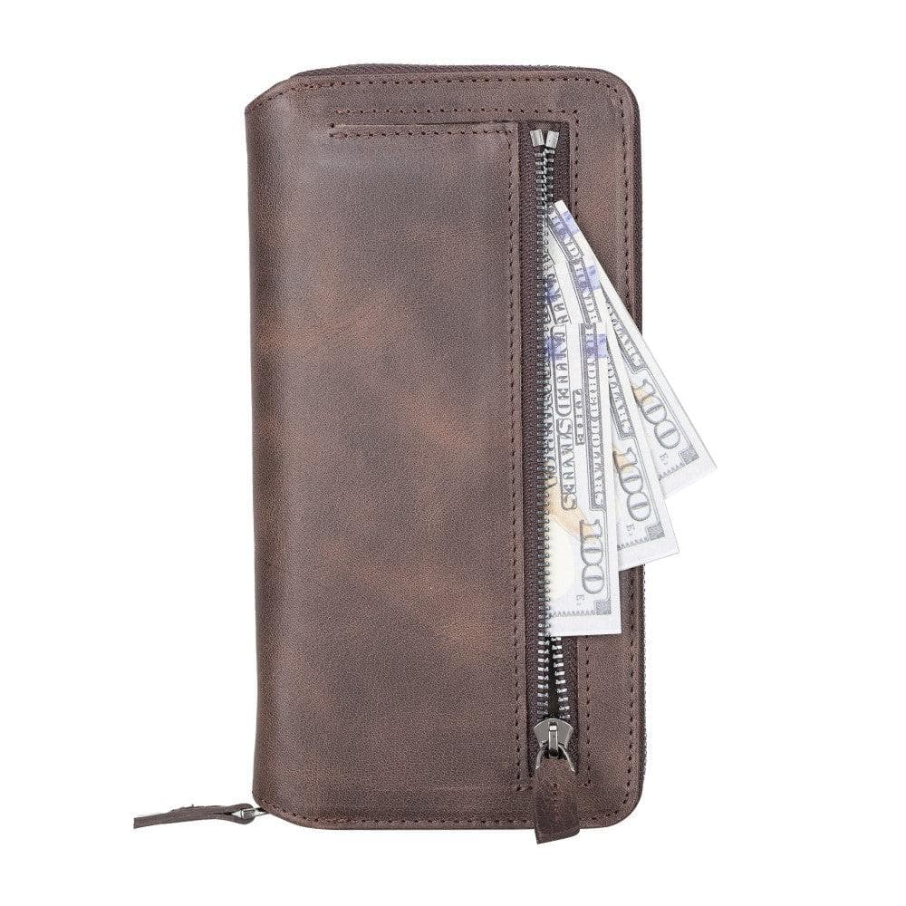 Detachable Leather Zipper Wallet Case for Apple iPhone 13 Series, showcasing premium leather and a sleek design.