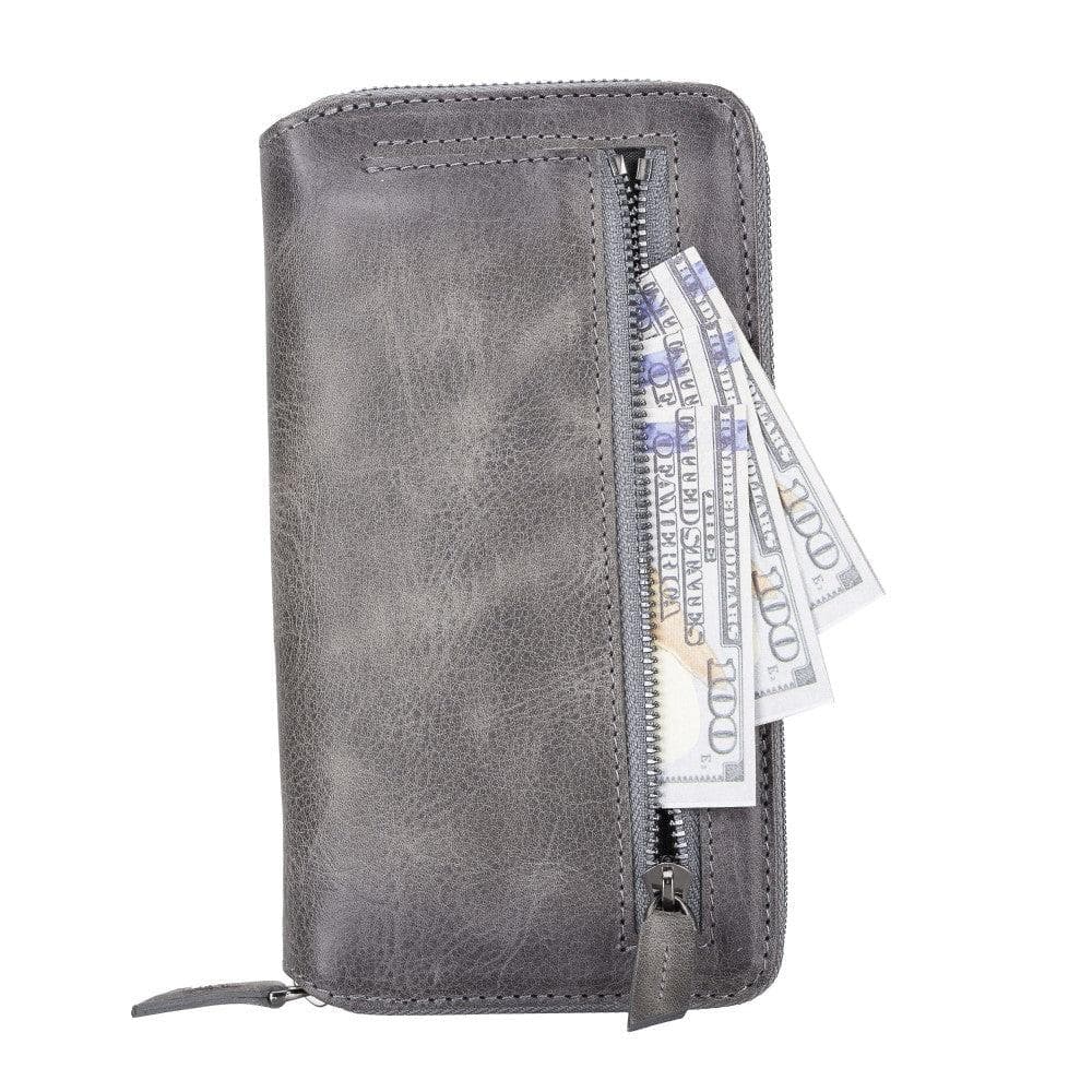 Detachable Leather Zipper Wallet Case for Apple iPhone 13 Series, showcasing premium leather and a sleek design.