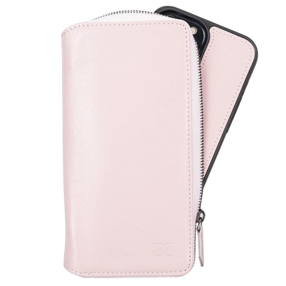 Detachable Leather Zipper Wallet Case for Apple iPhone 13 Series, showcasing premium leather and a sleek design.