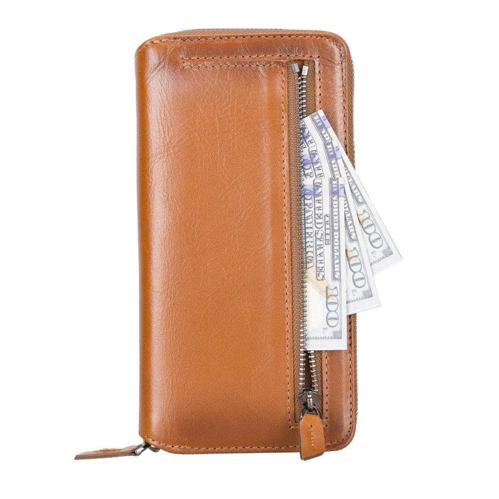 Detachable Leather Zipper Wallet Case for Apple iPhone 13 Series, showcasing premium leather and a sleek design.