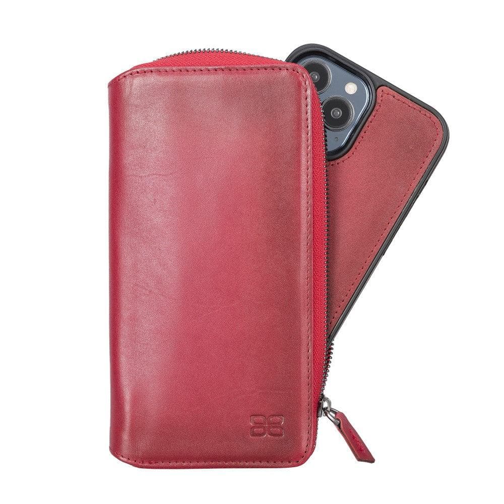 Detachable Leather Zipper Wallet Case for Apple iPhone 13 Series, showcasing premium leather and a sleek design.