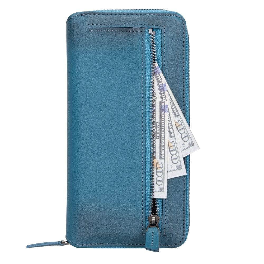 Detachable Leather Zipper Wallet Case for Apple iPhone 13 Series, showcasing premium leather and a sleek design.