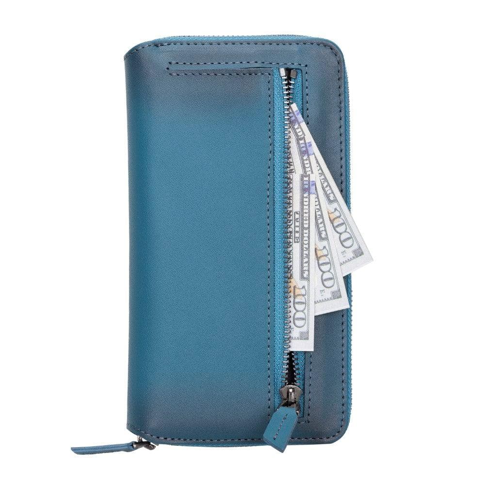 Detachable Leather Zipper Wallet Case for Apple iPhone 13 Series, showcasing premium leather and a sleek design.