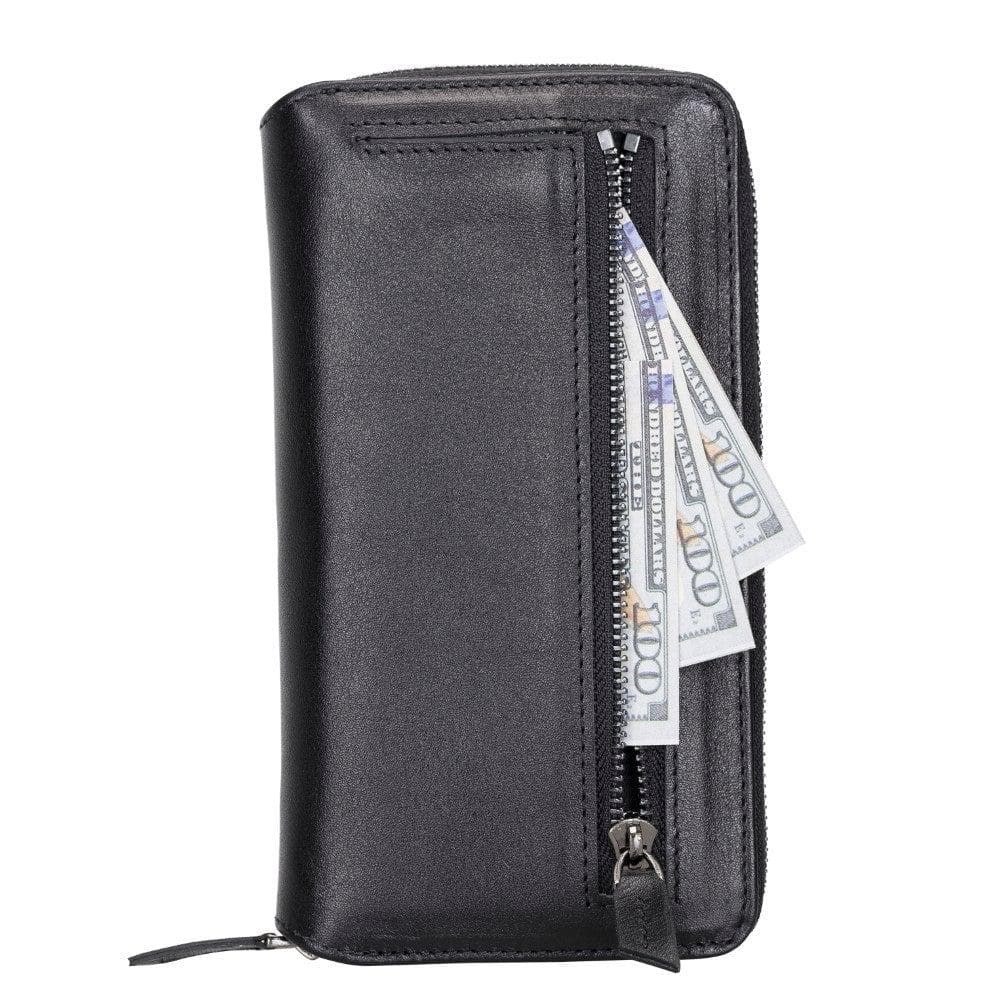 Detachable Leather Zipper Wallet Case for Apple iPhone 13 Series, showcasing premium leather and a sleek design.