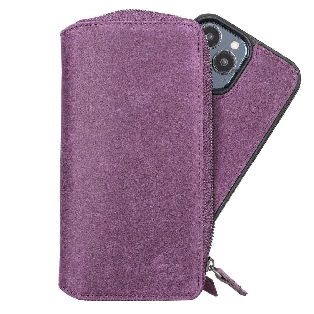 Detachable Leather Zipper Wallet Case for Apple iPhone 13 Series, showcasing premium leather and a sleek design.