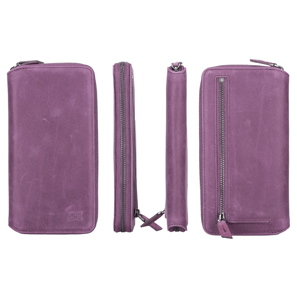 Detachable Leather Zipper Wallet Case for Apple iPhone 13 Series, showcasing premium leather and a sleek design.