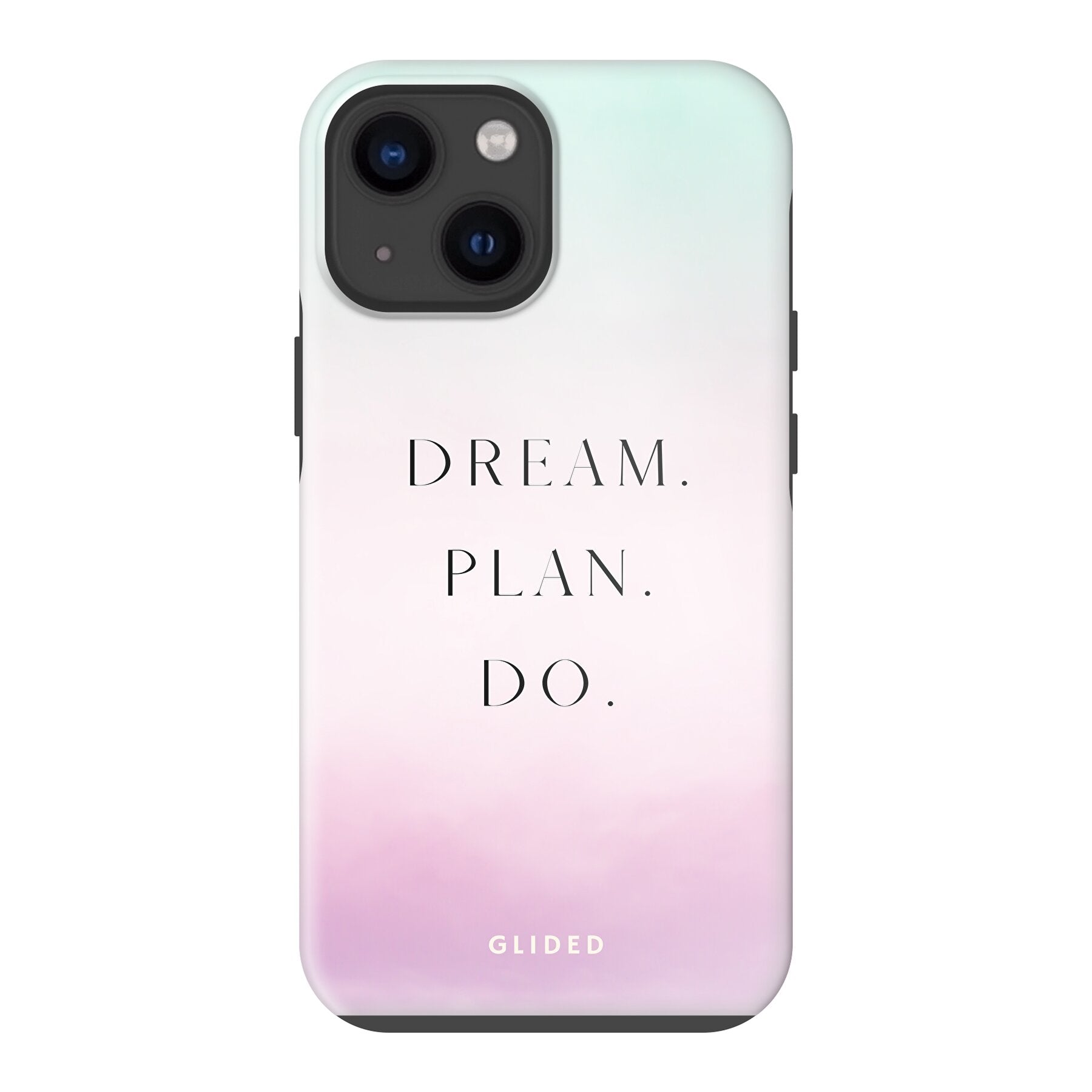 Dream Handyhülle für iPhone 13 mini mit inspirierendem Spruch 'Dream, plan, do' und ästhetischem Design.